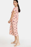 Zivame Texas Dreaming Knit Cotton Mid Length Nightdress - Peach — thumbnail 2